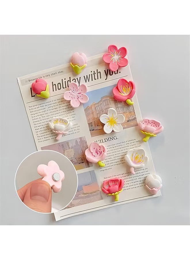 واي جيه 12 قطعة مغناطيس ثلاجة على شكل زهرة، مغناطيسات زهور، مغناطيسات للسبورة البيضاء للمكتب، المنزل، المطبخ - Image 2